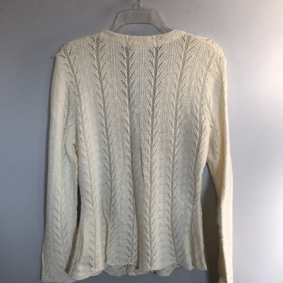 Objects D’art cream colored cardigan with lace knit. EUC, size large. - Picture 2 of 4